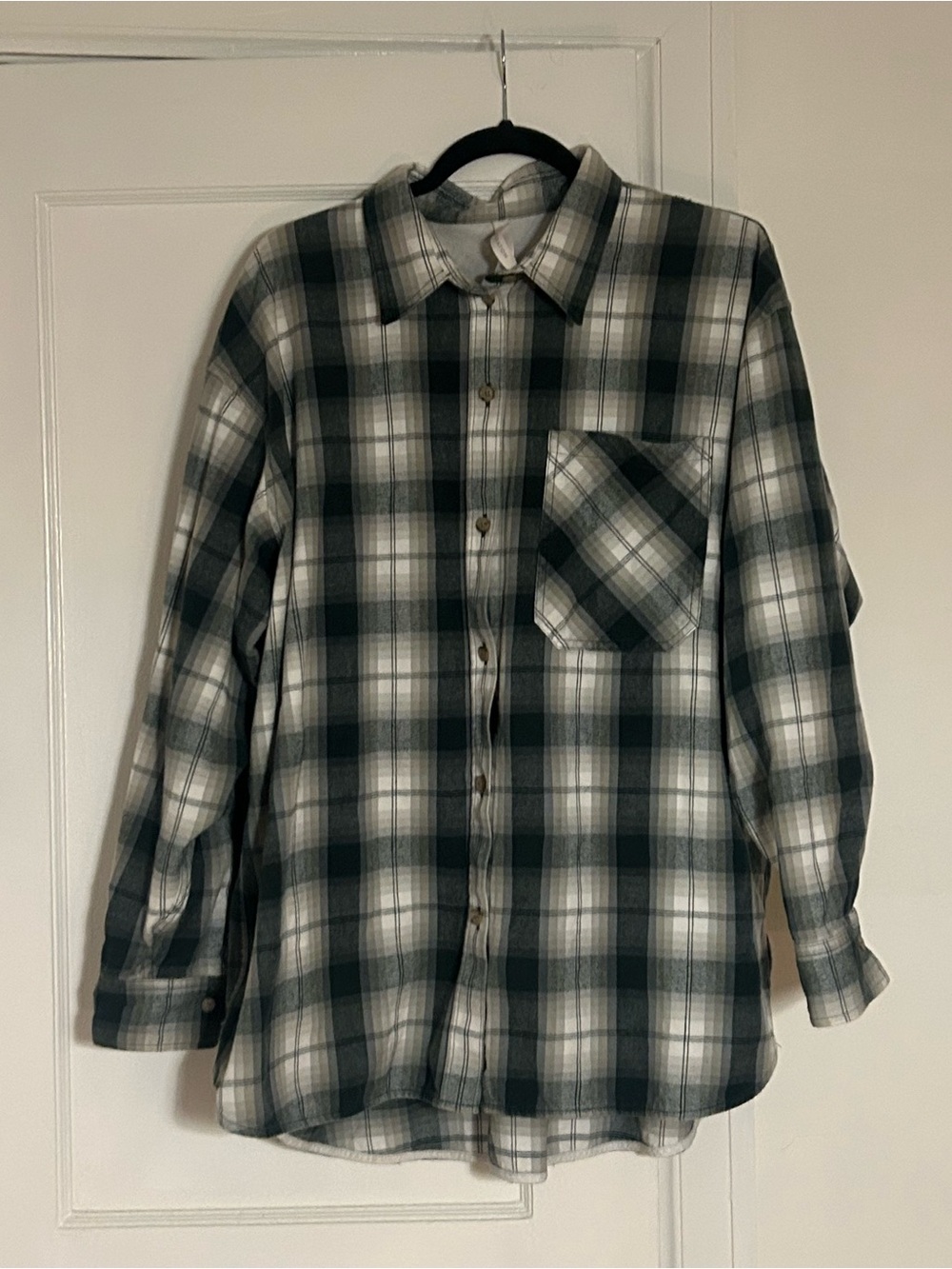 Aritzia Babaton Green and White Plaid Button-Down Shirt